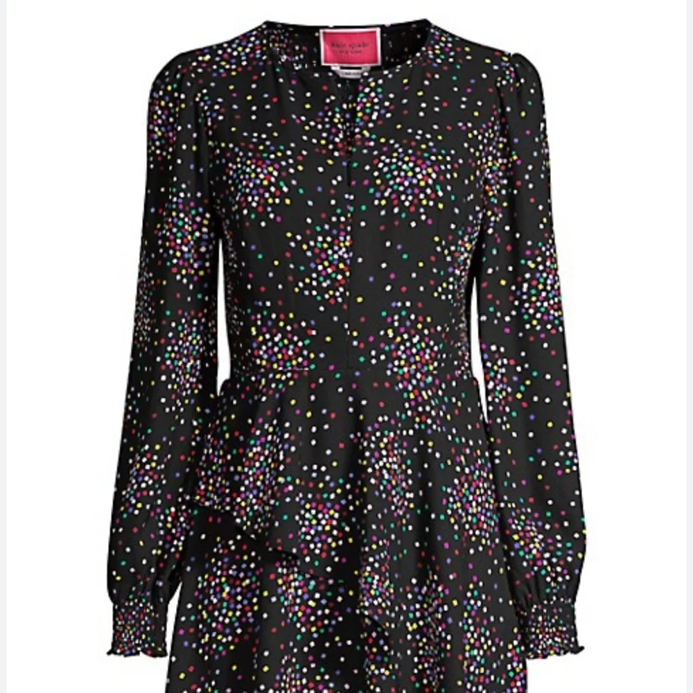 KATE SPADE CONFETTI PRINT SMOCKED SHIRT DRESS - Picture 2 of 16
